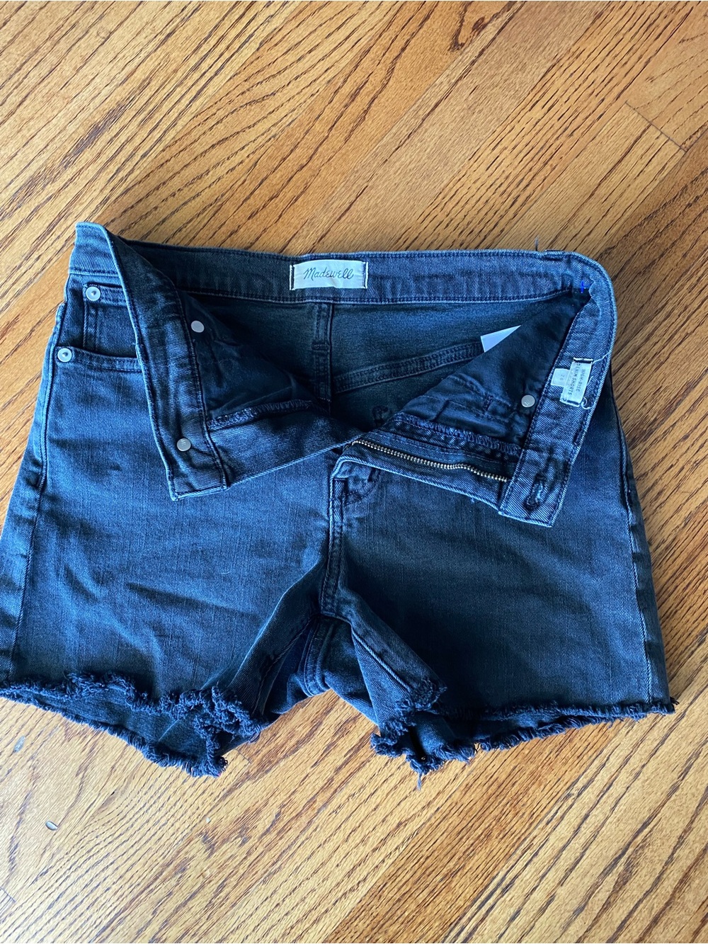 Madewell Black Frayed Hem Denim Shorts